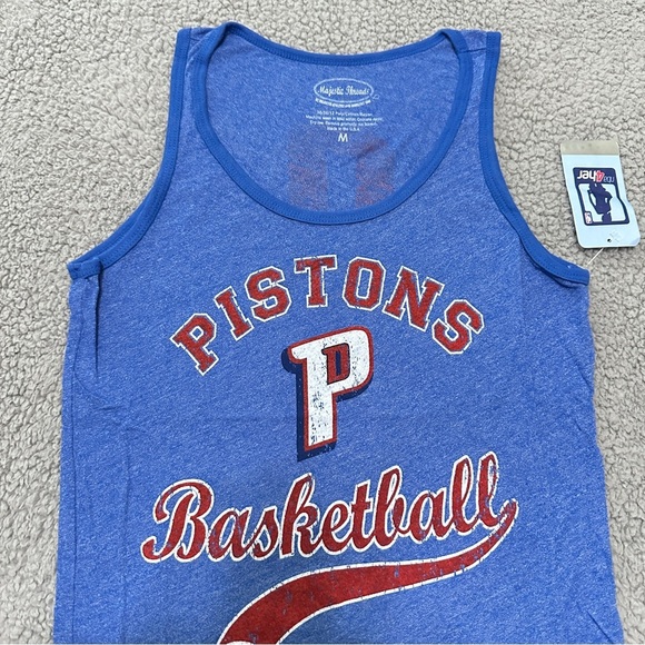 NBA Pistons Drummond Tank Top Majestic Threads Size M NWT Blue Red - Picture 4 of 6